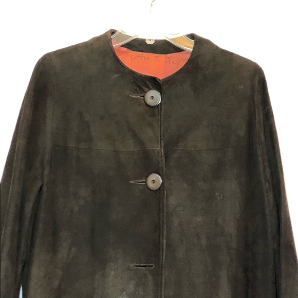 Vintage/antique brown suede midi coat size 12 - Picture 3 of 12